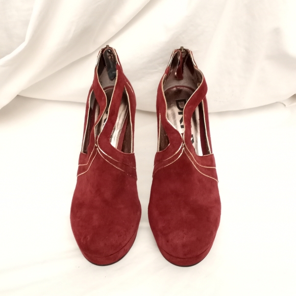 DKNYC Wine Suede Platform Heels - Picture 8 of 8